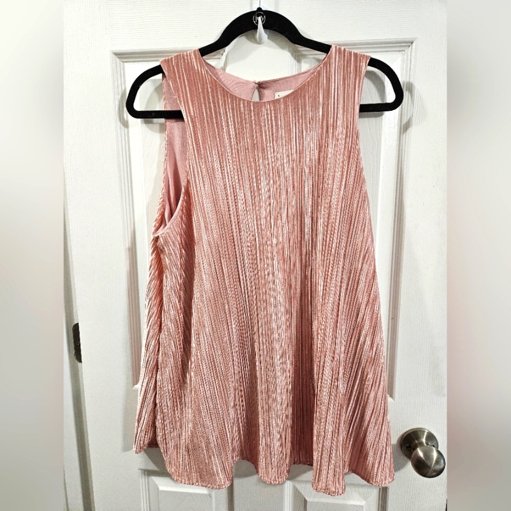 A New Day Women's Pink Satin Blouse size Large, Good Used Condition